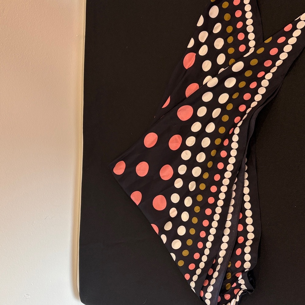 Polka Dot Scarf in Black, Pink, and White 24” x 24”